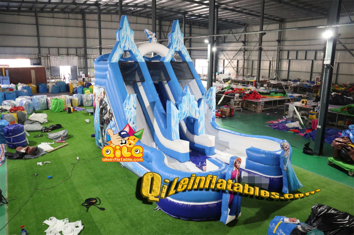 qile-7100  inflatable dry slide Frozen Snow World slide