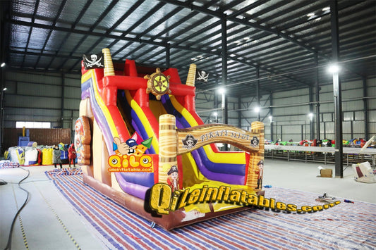 qile-7012  inflatable dry slide pirate ship slide）