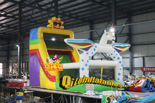 qile-7015  inflatable dry slide Rainbow Pegasus slide