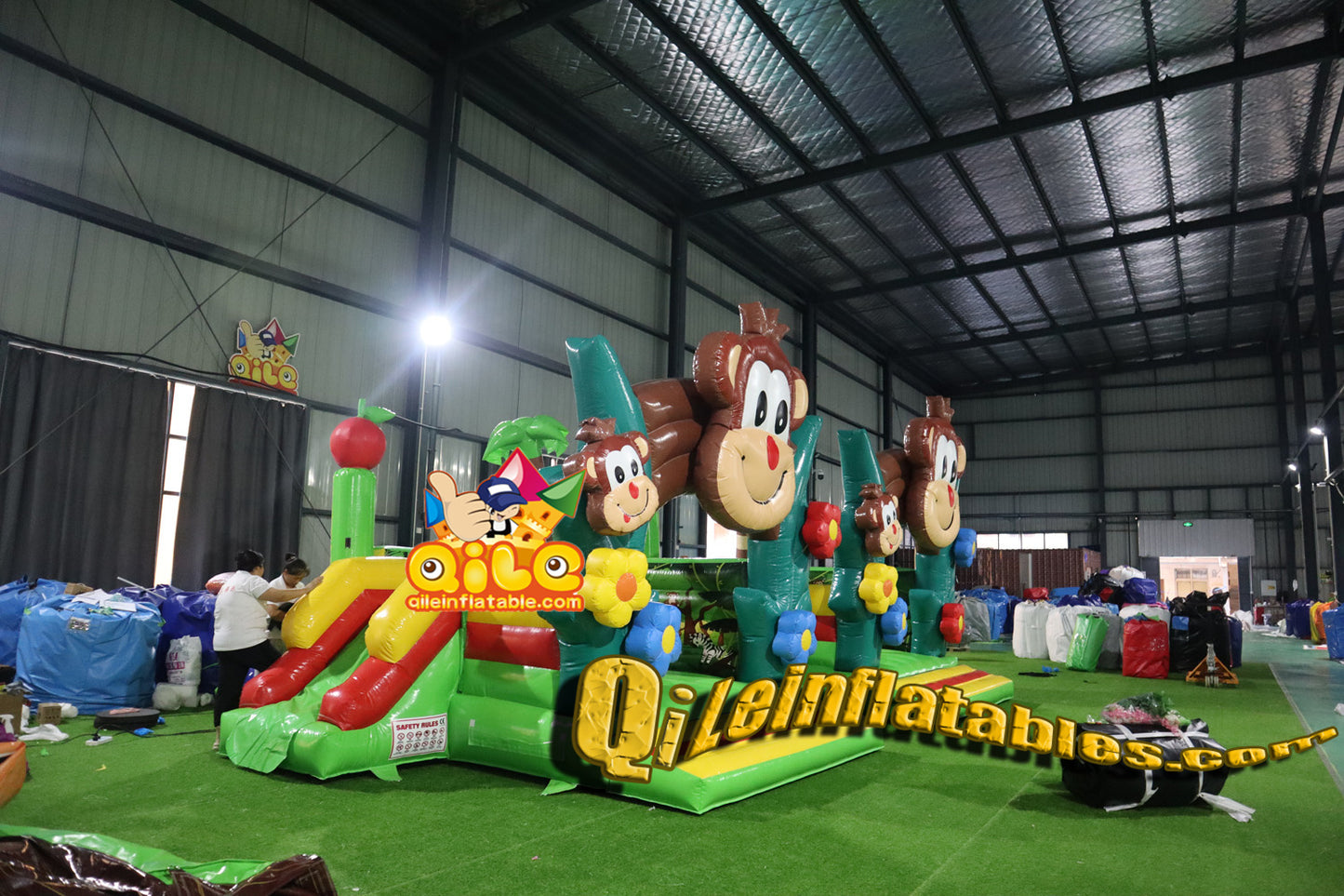 qile-2024009  inflatable  castle big face monkey combo  for sales