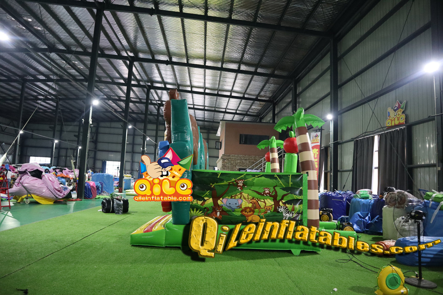 qile-2024009  inflatable  castle big face monkey combo  for sales