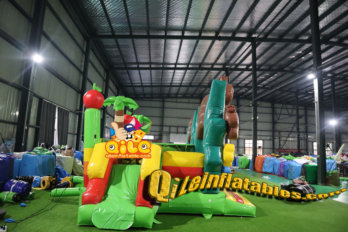 qile-2024009  inflatable  castle big face monkey combo  for sales