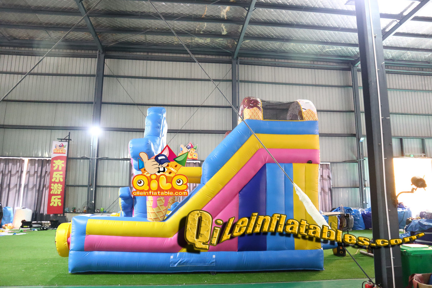 qile-2024066  inflatable dry slide candy world slide