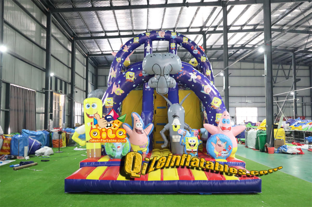 qile-7024  inflatable SpongeBob Patrick dry slide