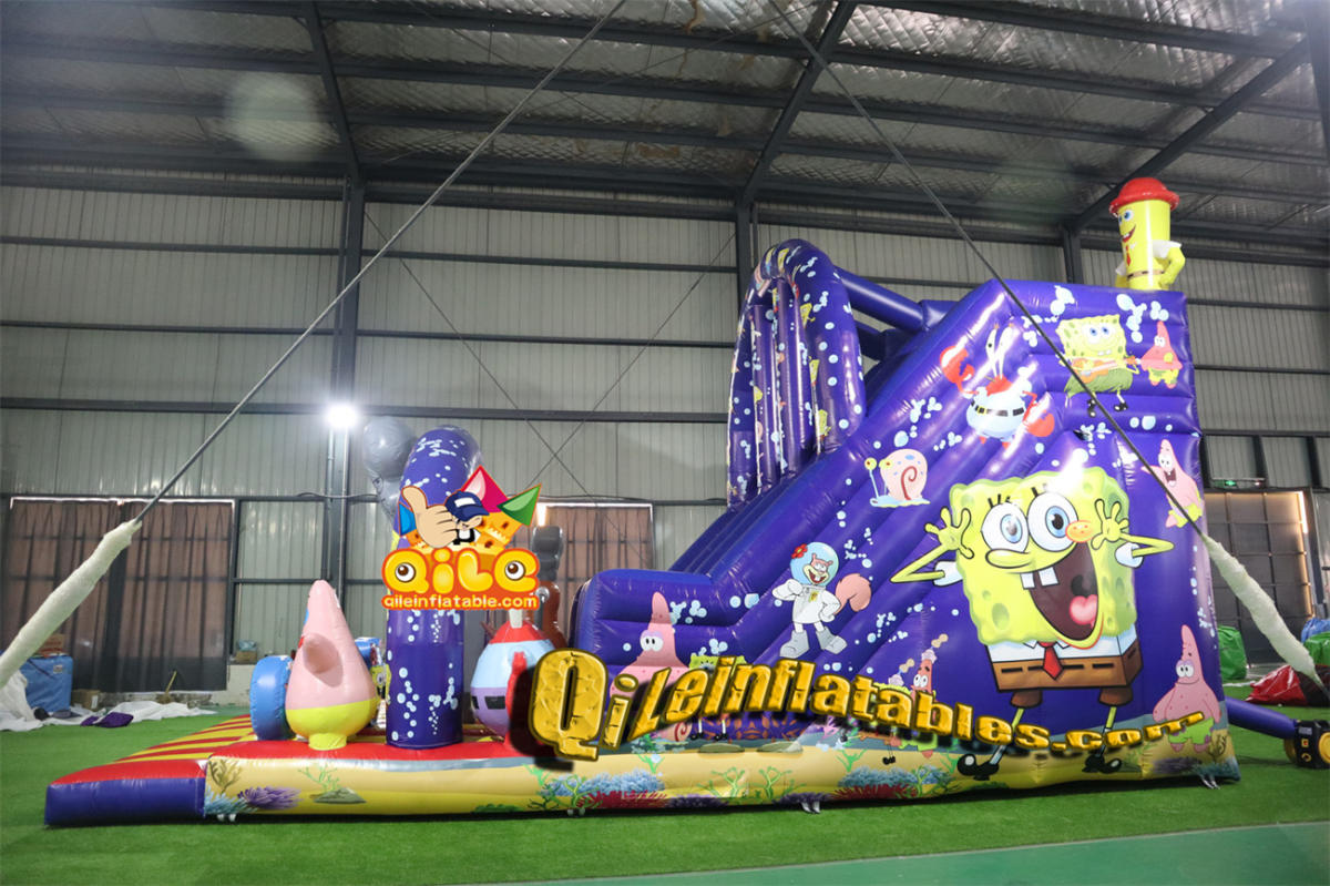 qile-7024  inflatable SpongeBob Patrick dry slide