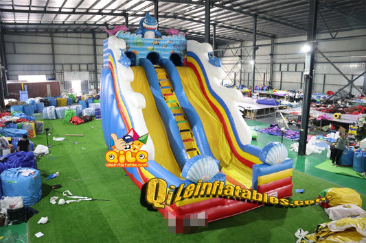 qile-7025  inflatable Ocean Shark dry slide