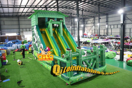 qile-7045  inflatable dry slide Panda Park  slide