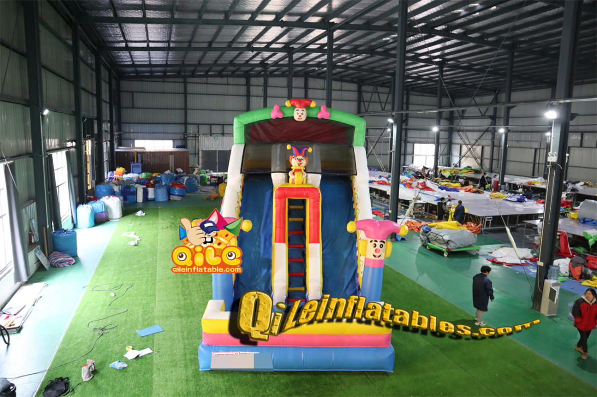 qile-7073 inflatable dry slide clown slide