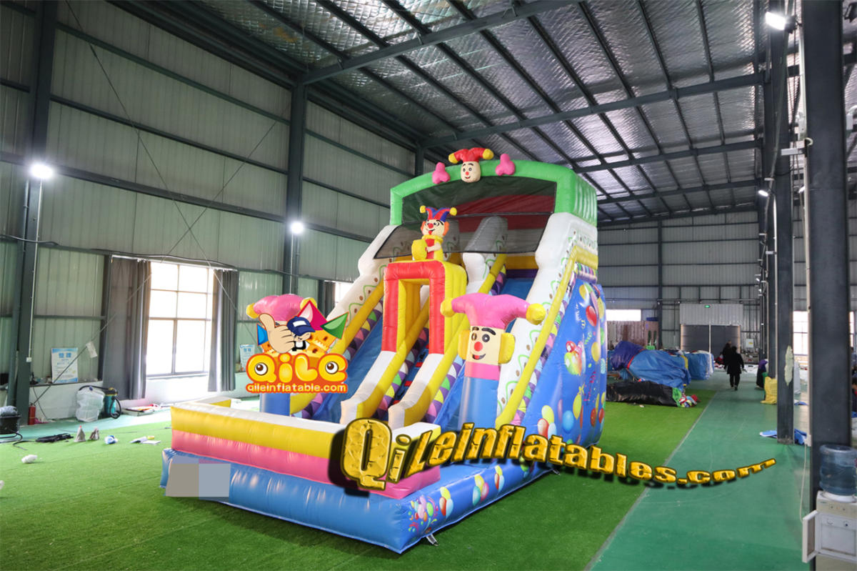 qile-7073 inflatable dry slide clown slide