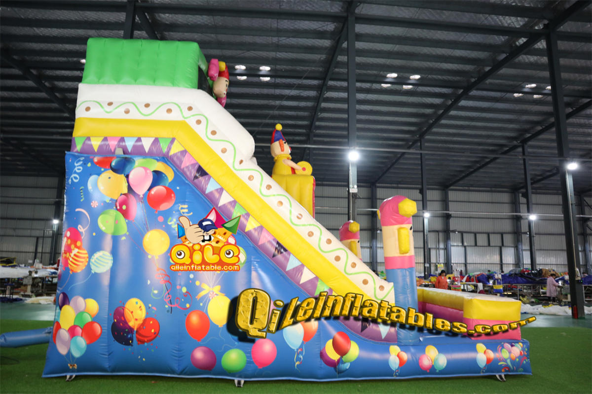 qile-7073 inflatable dry slide clown slide