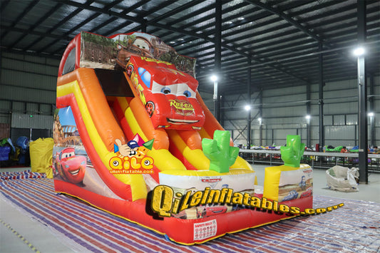 qile-7009  inflatable dry slide Cars slide